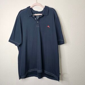 Tommy Bahama IslandZone Supima Polo Shirt Mens XXL Navy Blue Contrast Stitching